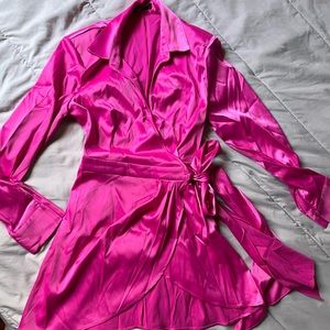 Shein Hot Pink Satin Dress